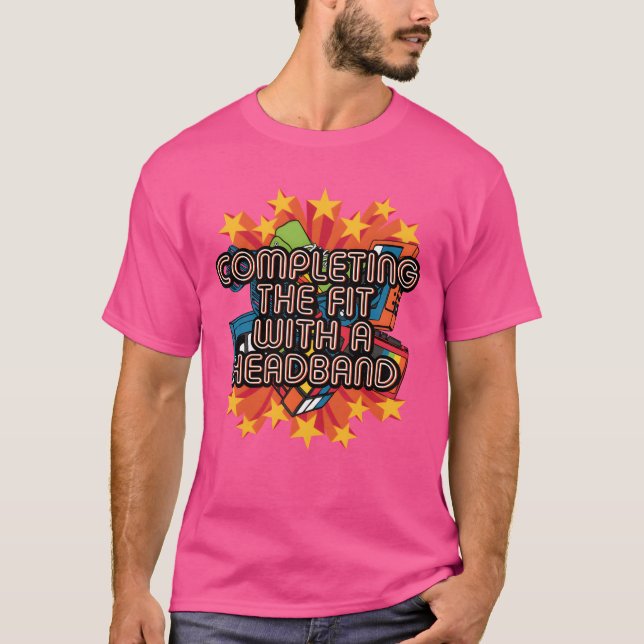 Camiseta Completando com uma faixa na cabeça 1980 Retro Vin (Frente)