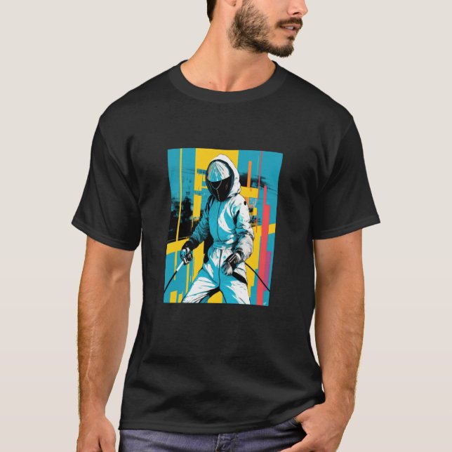 Camiseta Complete Fencing Gear Set Apparel Retro Pop Fencer (Frente)