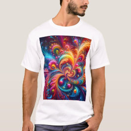 Camiseta Complexo Geométrico Natural Vibrante de Arte Moder