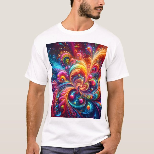 Camiseta Complexo Geométrico Natural Vibrante de Arte Moder (Frente)