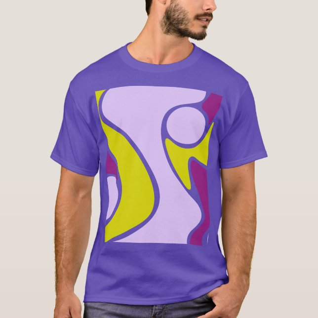 Camiseta Composição abstrato em cor roxa e verde (Frente)