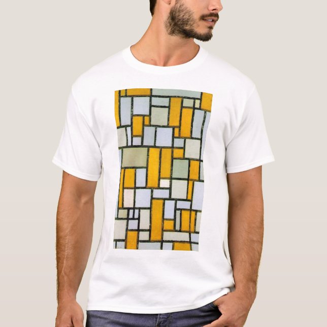 Camiseta Composição Amarelo e Cinzas, Mondrian (Frente)