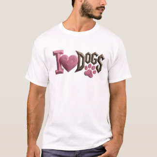 Camiseta Composição artística criativa rosa eu amo cães