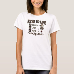 Camiseta Composição artística de café e vinho em ouro moder