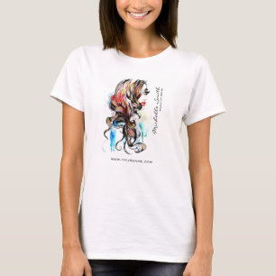 Camiseta Composição colorida da mulher da tinta abstrata 