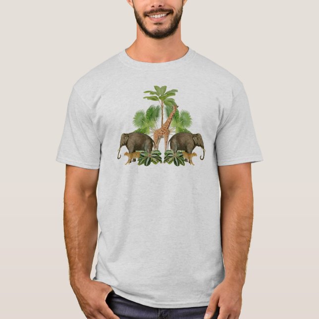 Camiseta Composição de animais tropicais de raça (Frente)