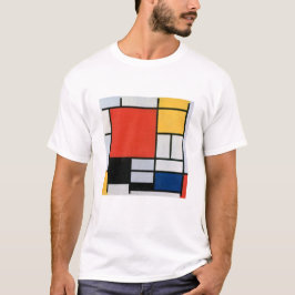 Camiseta Composição de Mondrian Vermelho, Amarelo, Azul, Pr