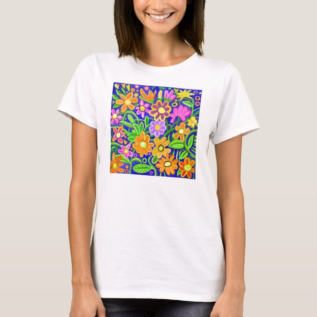 Camiseta Composição Floral Pintada (Frente)