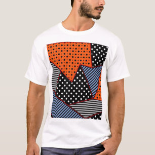 Camiseta Composição Geométrica abstrato: Padrão Azul Laranj