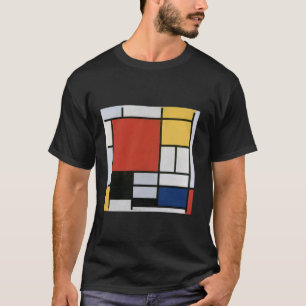 Camiseta Composição Mondrial com Ar Azul Amarelo Vermelho P