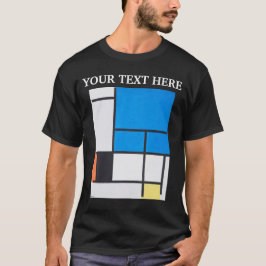 Camiseta Composição Piet Mondrian com Plano Azul Grande