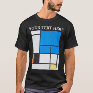 Camiseta Composição Piet Mondrian com Plano Azul Grande
