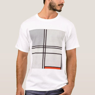 Camiseta Composição Piet Mondrian (No. 1) Cinza Vermelha.