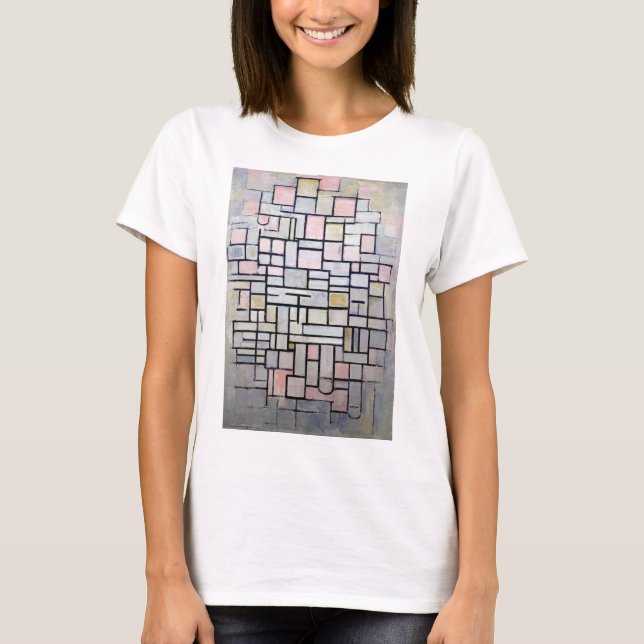 Camiseta Composição Rosa e Cinzas, Mondrian (Frente)