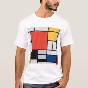 Camiseta Composição Vermelho, Amarelo, Azul, Preto, Mondr