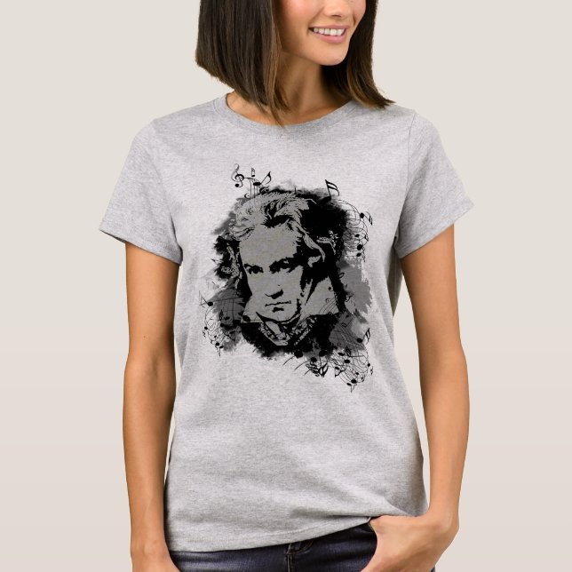 Camiseta Compositor alemão Beethoven música clássica. (Frente)