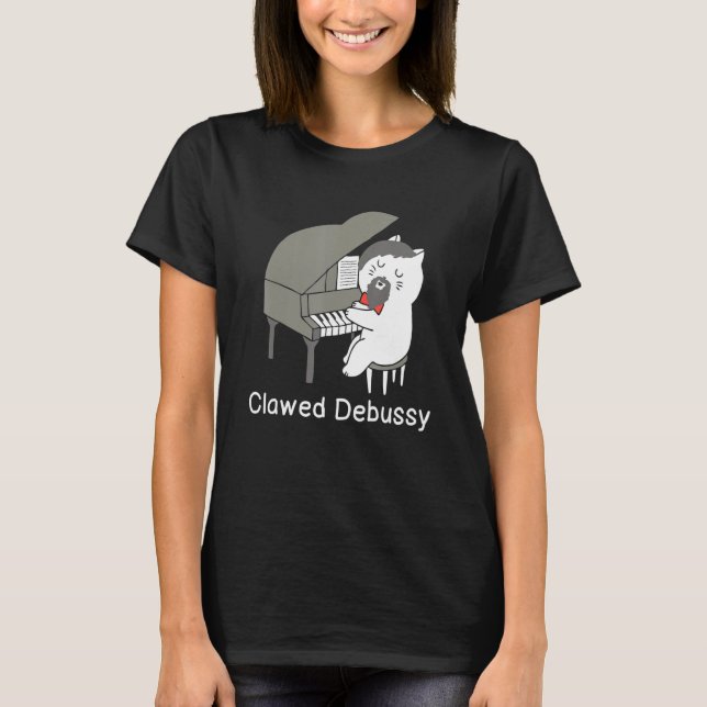 Camiseta Compositor Clássico de Piano Gato sem Fio (Frente)