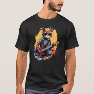 Camiseta Compositor de Canções de Gato Legal com Violão par