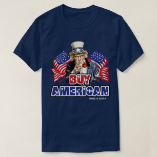 Camiseta Comprar Americano ( Made In China ) - Piada Engraç