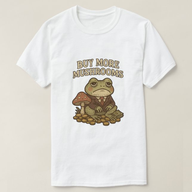 Camiseta comprar de mais cogumelos (Frente do Design)
