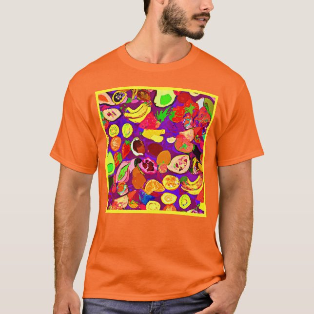Camiseta Comprar de pintura de Padrões tropicais de Frutas (Frente)