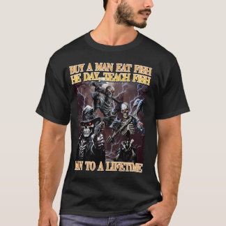 Camiseta Comprar Um Homem Comer Peixe Ele Dia Ensinar Peixe