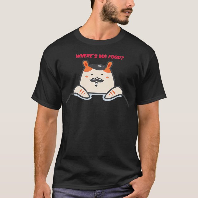 Camiseta Compras de Hamster Onde está minha Comida Premium (Frente)