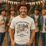 Camiseta Compre-me um Shot Nó Corrediça Festa de Solteiro d<br><div class="desc">Esta camisa fofa é o presente perfeito para o noivo na sua despedida de solteiro. Ela apresenta um design fofo com tema western e letras em estilo xilogravura vintage que dizem Me Compre um Shot! Estou Amarrando o Nó! Há uma bota de cowboy, chapéu e corda de laço formando o...</div>