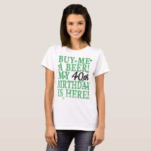 Camiseta Compre-me uma Cerveja 40º Aniversário Texto Preto