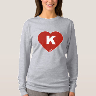 Camiseta comprida longa de K-Heart, vermelho e bra