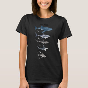 Camiseta COMPRIMENTO DOS TUBARÕES, NOMES E DENTES-título