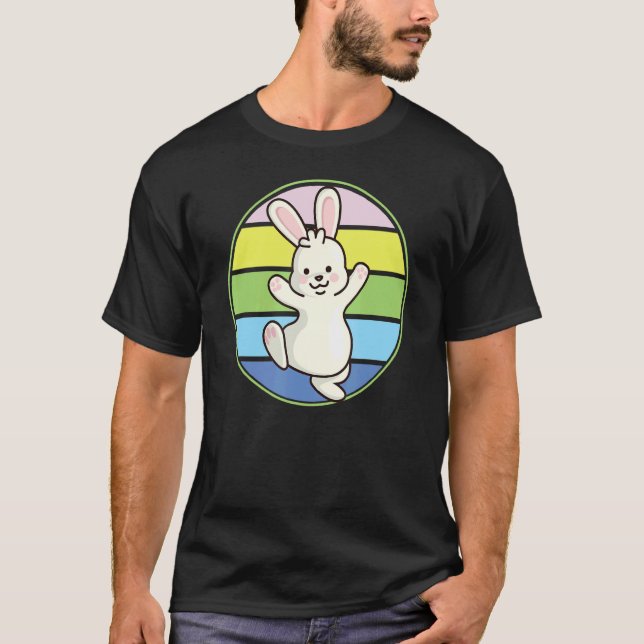 Camiseta Comprimido Coelho da Páscoa Bonito Coloração do Pa (Frente)