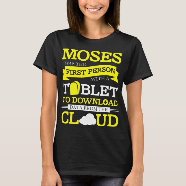 Camiseta COMPRIMIDO DE MOSES BÍBLIAS FUNNAS Humor Presente  (Frente)