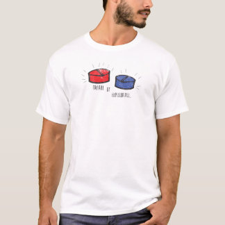 Camiseta comprimido vermelho do azul do comprimido