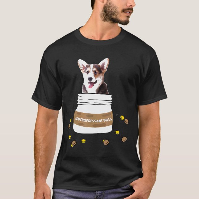 Camiseta Comprimidos Antidepressivos Corgi (Frente)