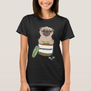 Camiseta Comprimidos Antidepressivos Pug Engraçado