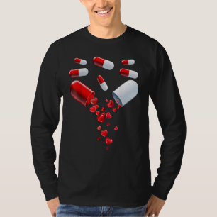 Camiseta Comprimidos Coração Amor Vales de Coração Medicame
