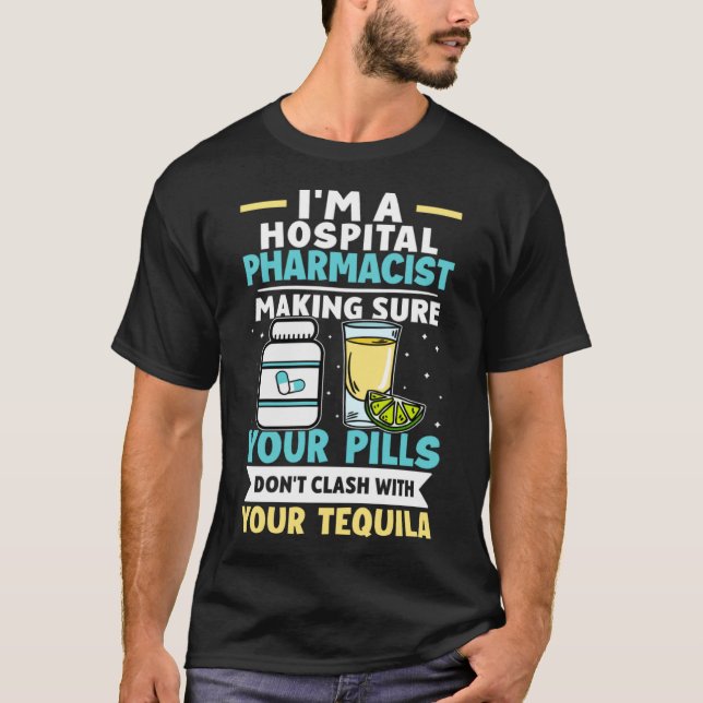 Camiseta Comprimidos Farmacêuticos Hospitalares Não Contato (Frente)