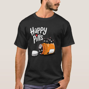 Camiseta Comprimidos Felizes de Gatinho Fofo Piada de Gato 