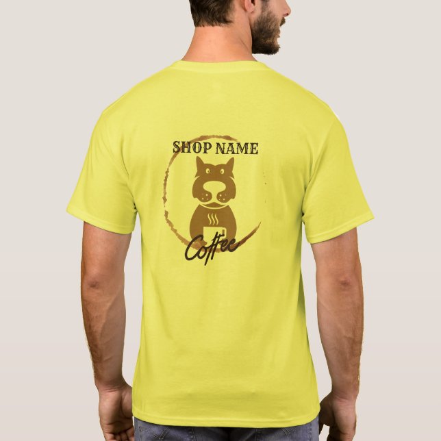 Camiseta Compro de Café Simples Moderno de Cachorro (Verso)