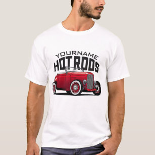 Camiseta Compro de Hot Rod Vintage do Red Roadster Personal