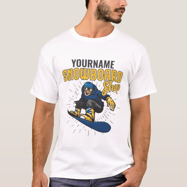 Camiseta Compro de Snowboard Personalizado da Borda de Neve (Frente)
