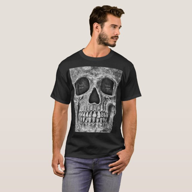 Camiseta Compro De Tatuagem Branca E Preto Do Crânio Gótico (Frente Completa)