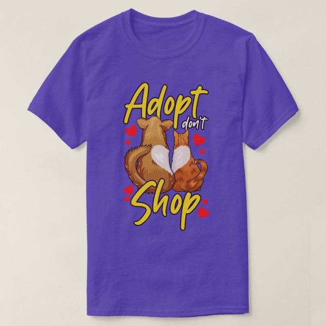 Camiseta Compro dot de adoção de cão de gato bonito (Frente do Design)
