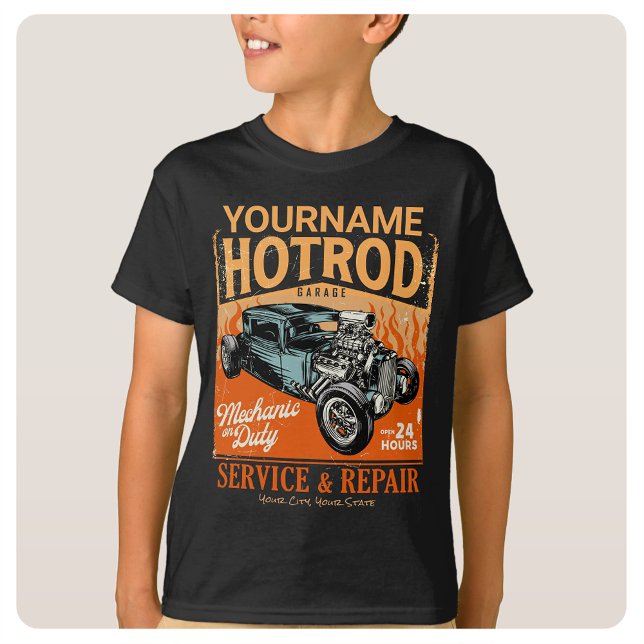 Camiseta Compro Mecânico NOME Personalizado da Garagem de H (Criador carregado)