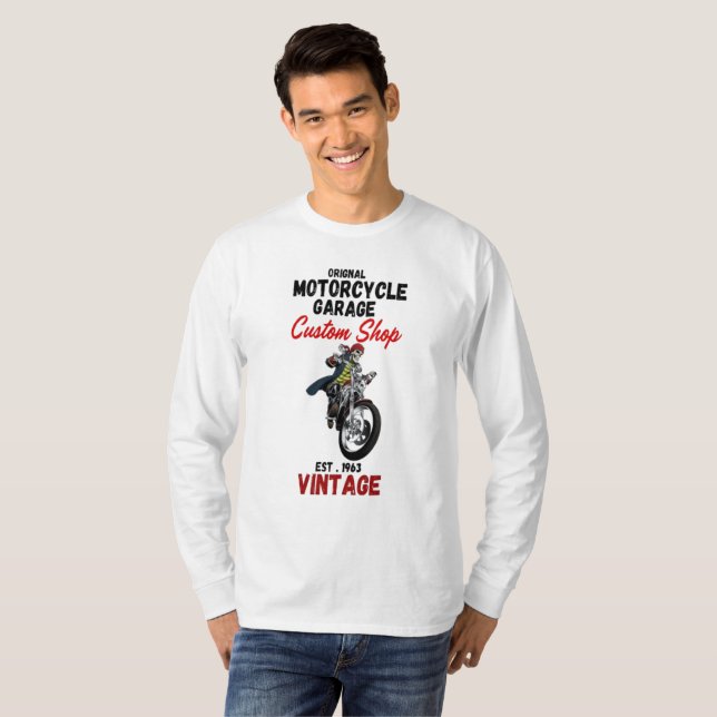 Camiseta Compro Personalizado de Garagem de Motocicleta Ori (Frente Completa)
