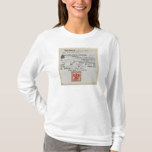 Camiseta Comprovante de aquartelamento, 1759