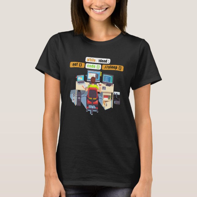 Camiseta Computação Ciência Python Coder Comer Código Humor (Frente)