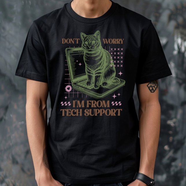 Camiseta Computador Cat de Suporte Técnico (Criador carregado)