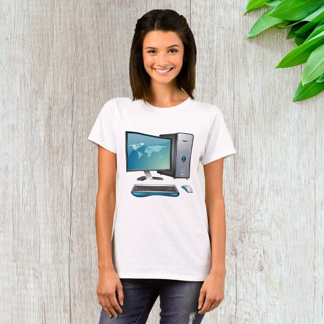 Camiseta Computador desktop com monitor, teclado e mouse (Criador carregado)
